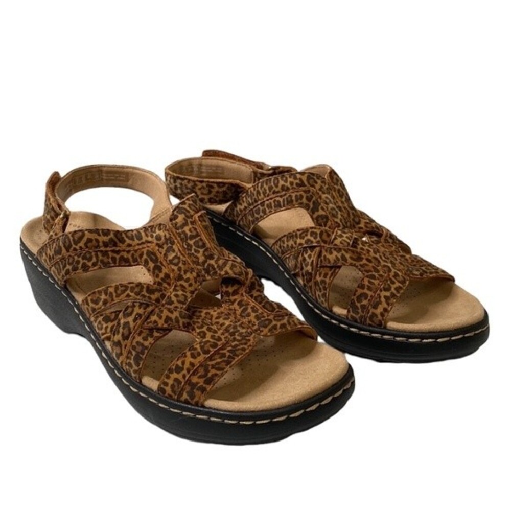 Clarks Collection New! Merliah Lilac Cheetah Print Strappy Weave Sandal Buckle